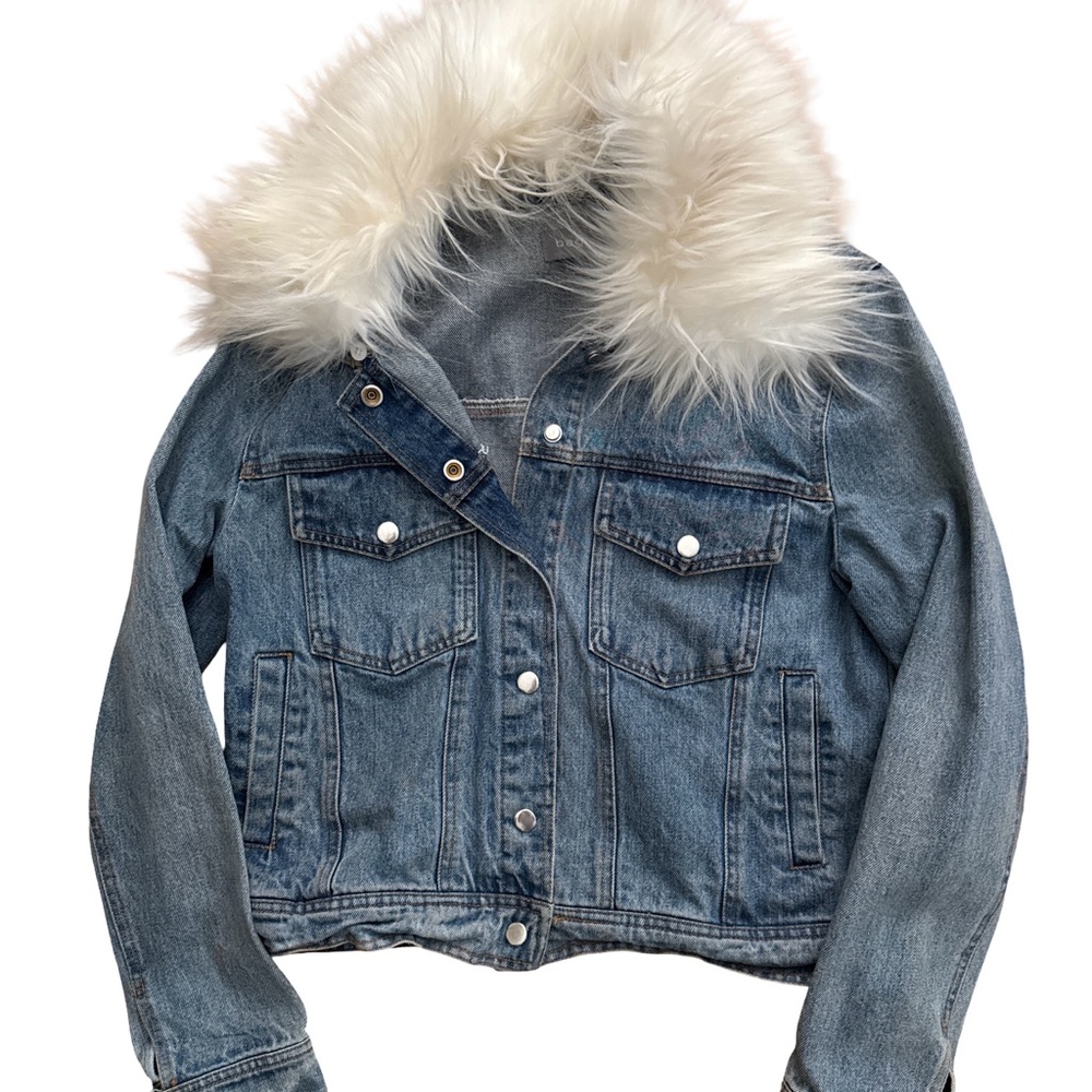 Bagatelle Blue Denim Jacket with Faux Fur